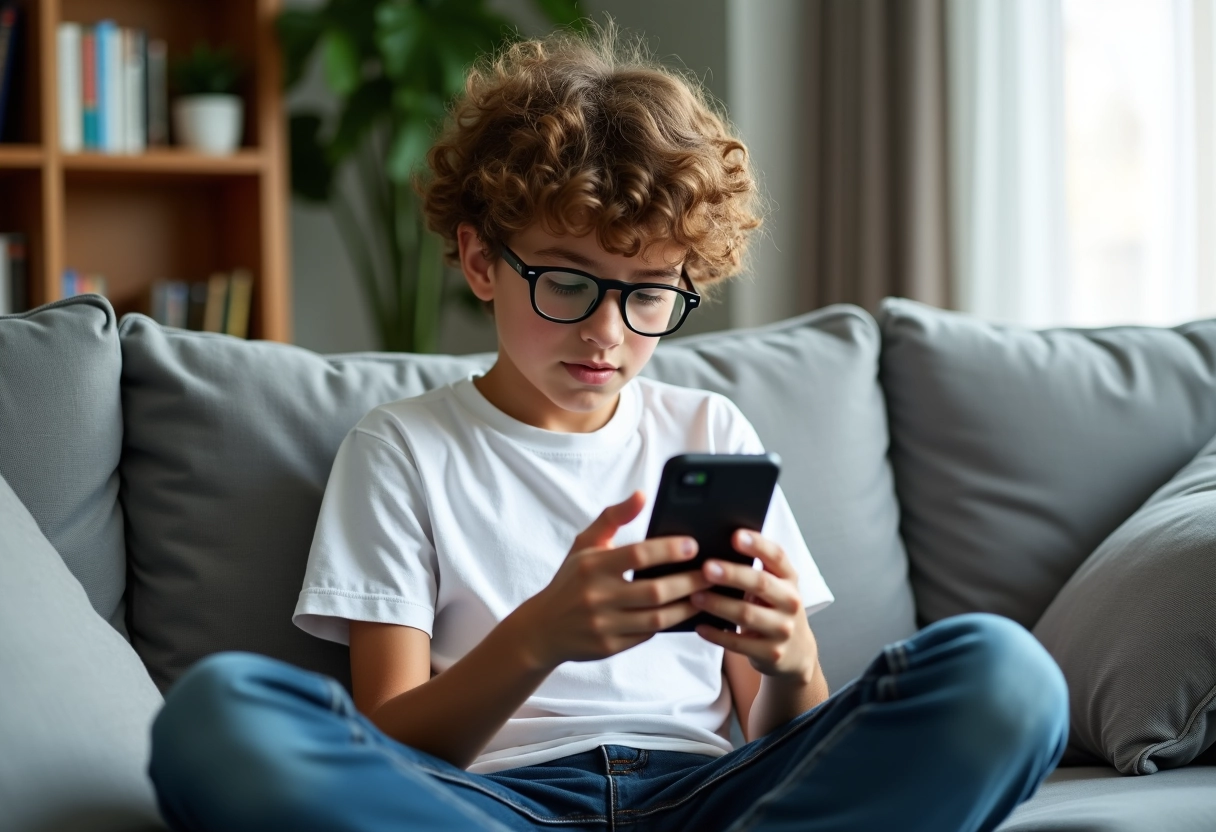 Adolescent naviguant dans le dossier poubelle sur son téléphone