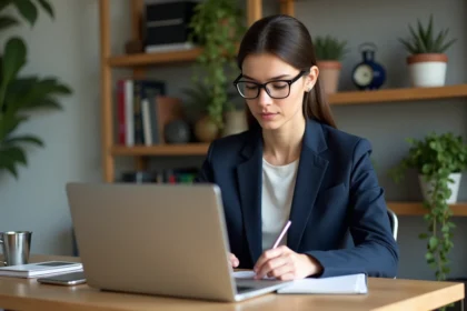 Jeune femme professionnelle en bureau moderne pour l article