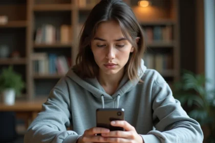 Femme tenant un smartphone Android cherchant le presse-papier sur son écran
