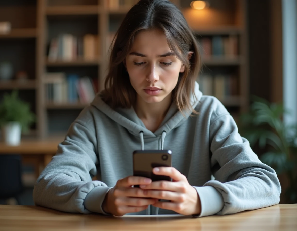 Femme tenant un smartphone Android cherchant le presse-papier sur son écran