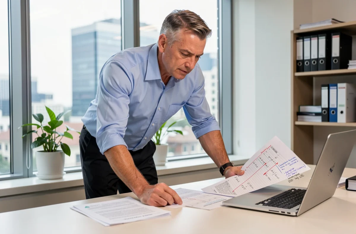 Professionnel RH analysant des formules Excel de calcul d'âge avec conditions pour la gestion des mineurs en entreprise